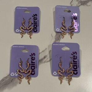 Lot of Claire's Shimmering Gold Snake Earrings